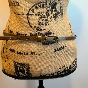 Skinny Gold Faux Leather Belt with Buckle